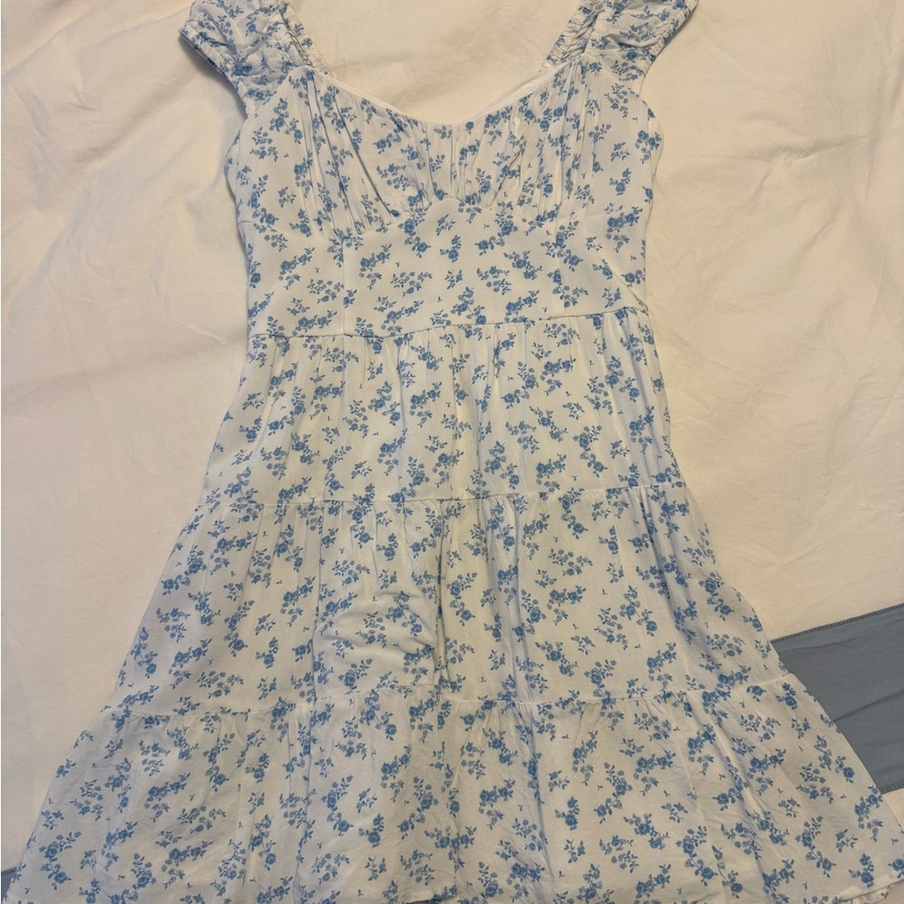 Hollister Blue and White Smocked Dress
